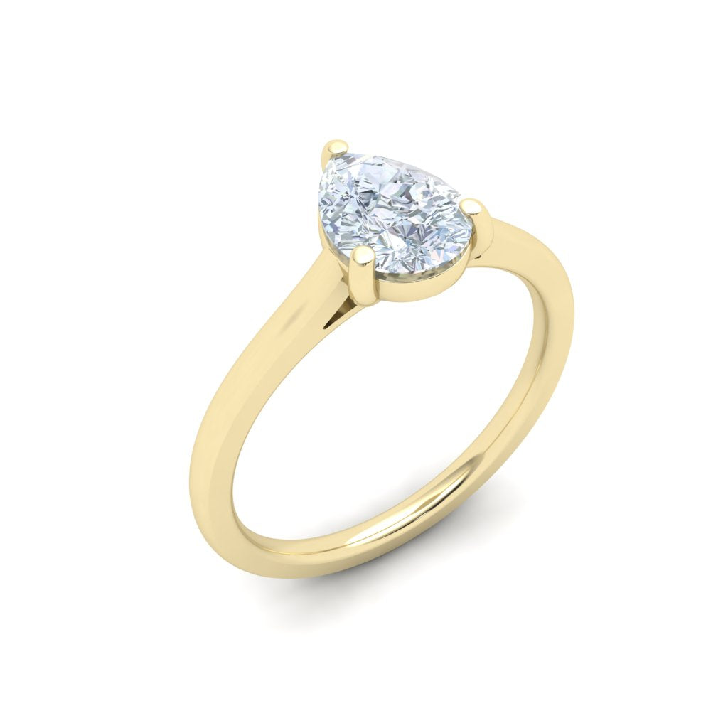 Luxe Pear Solitaire Moissanite Engagement Ring Yellow Gold