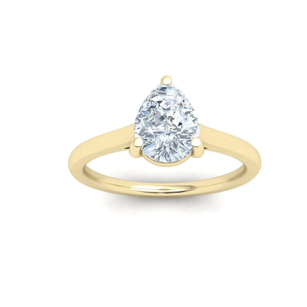 Luxe Pear Solitaire Moissanite Engagement Ring Yellow Gold