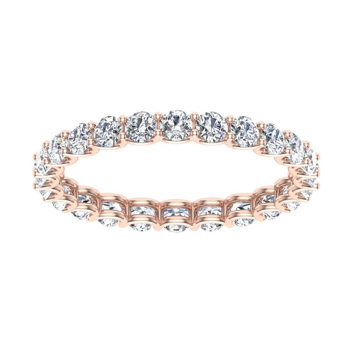 Luxe Round Cut Eternity Wedding Band   Rose Gold