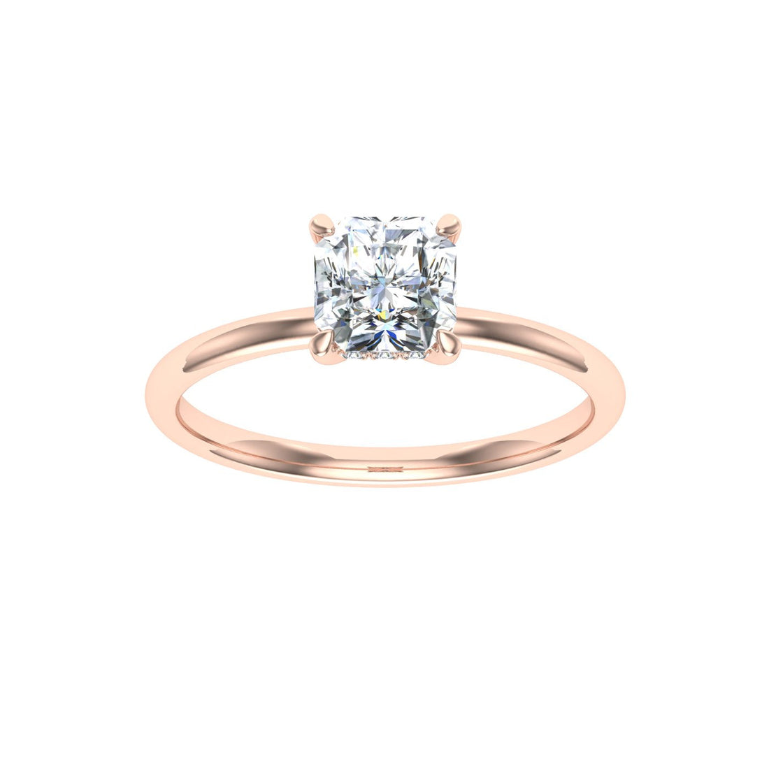 Lyra Asscher Cut Hidden Halo Moissanite Engagement Ring  Rose Gold