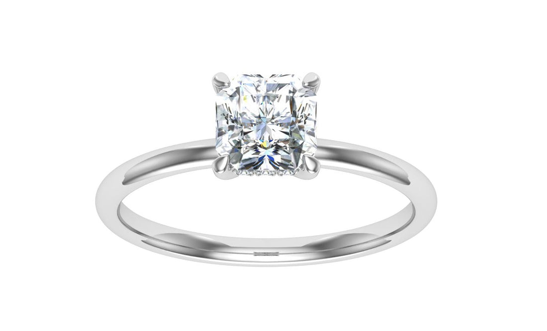 Lyra Asscher Cut Hidden Halo Moissanite Engagement Ring Silver 925