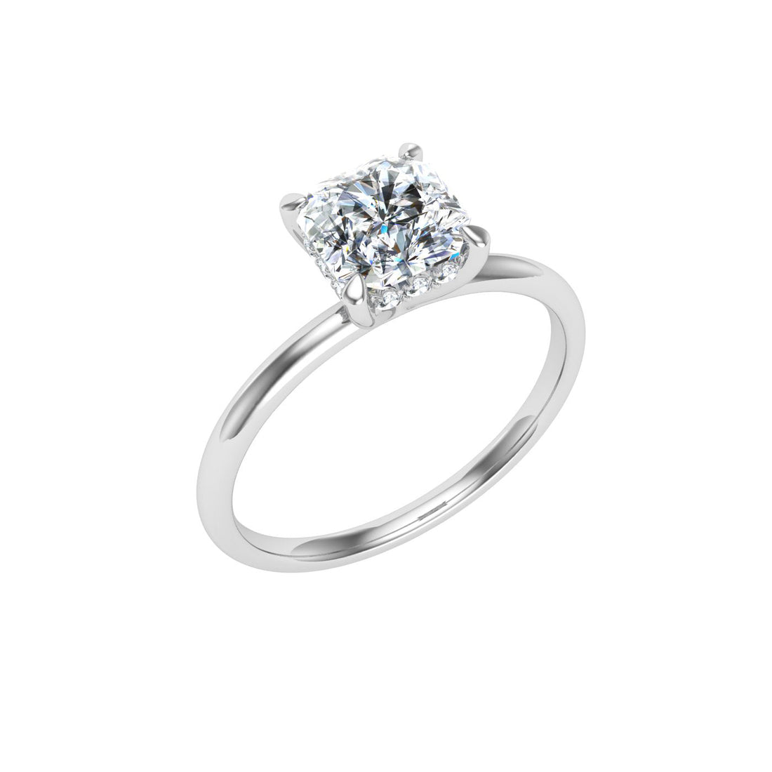 Lyra Asscher Cut Hidden Halo Moissanite Engagement Ring White Gold