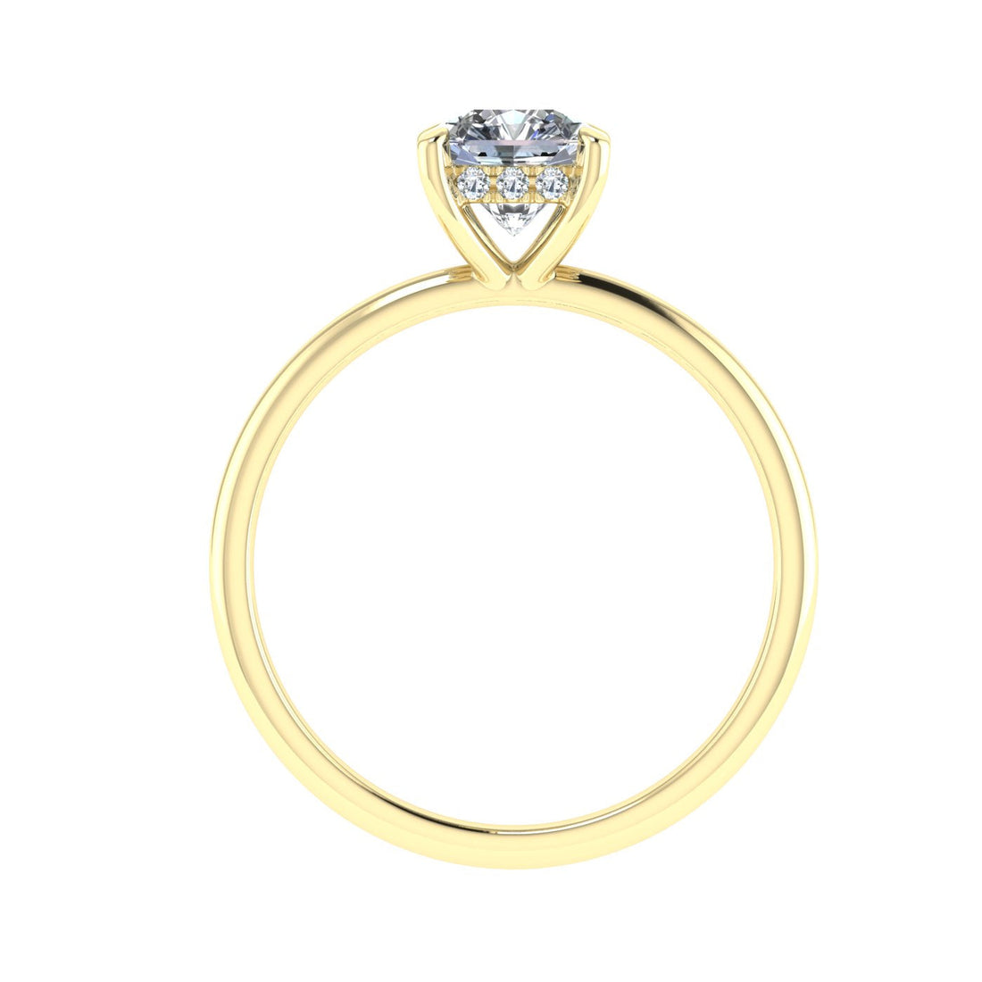 Lyra Asscher Cut Hidden Halo Moissanite Engagement Ring Yellow Gold