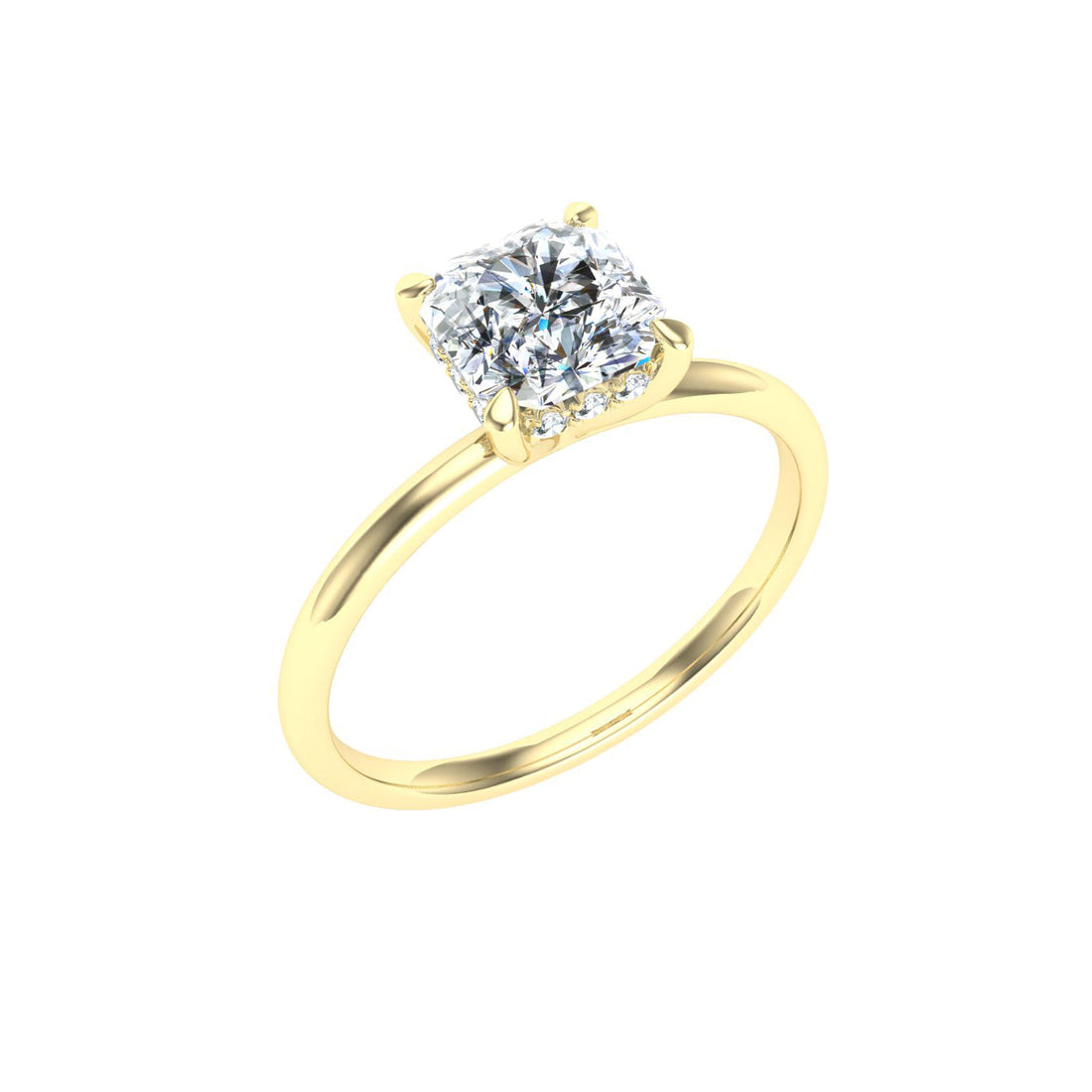 Lyra Asscher Cut Hidden Halo Moissanite Engagement Ring Yellow Gold