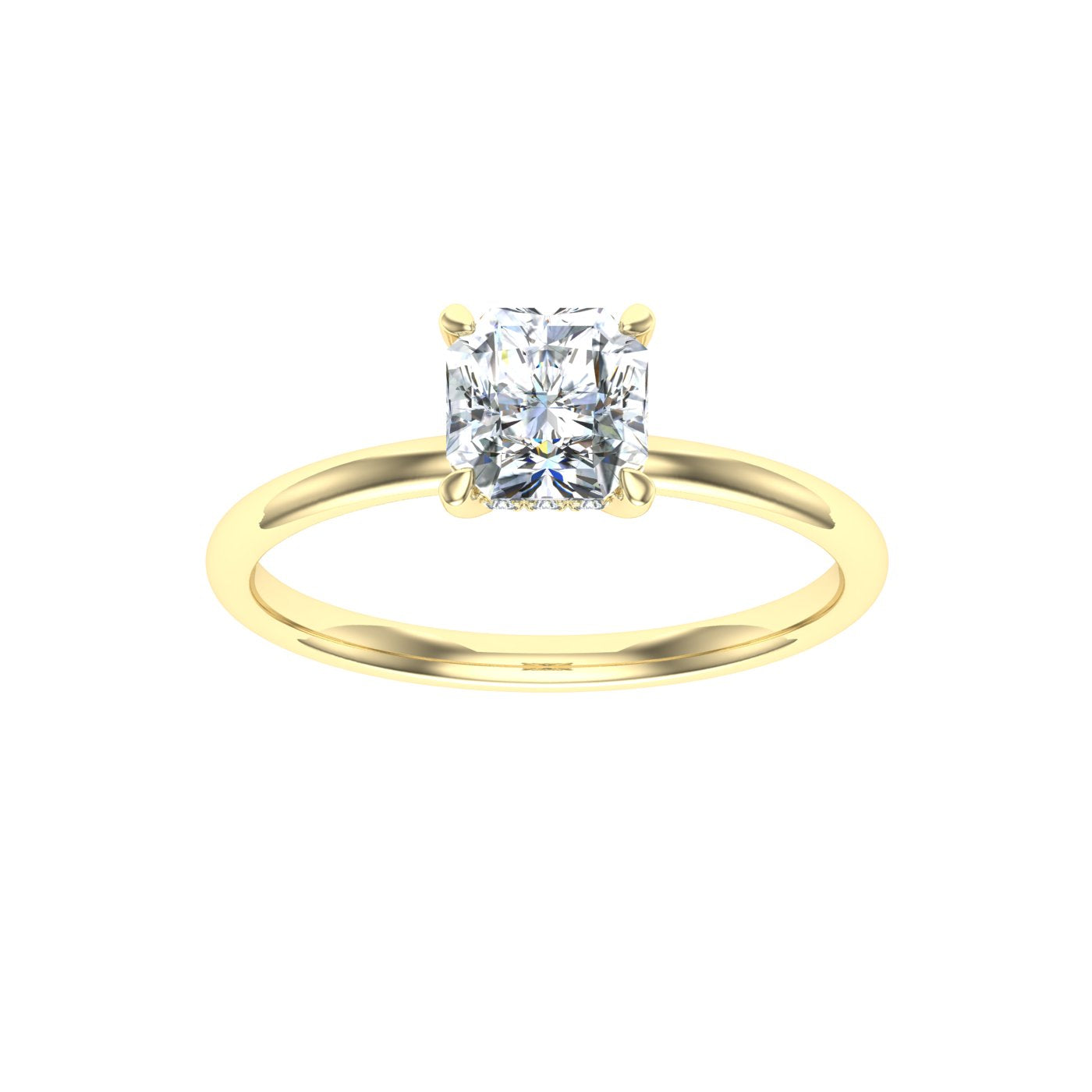 Lyra Asscher Cut Hidden Halo Moissanite Engagement Ring Yellow Gold 