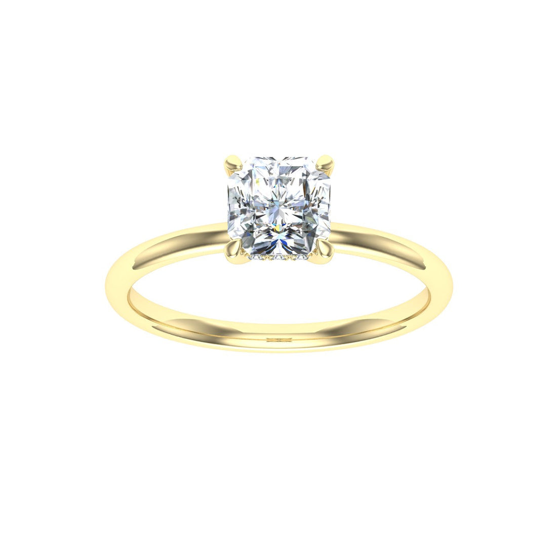 Lyra Asscher Cut Hidden Halo Moissanite Engagement Ring Yellow Gold 