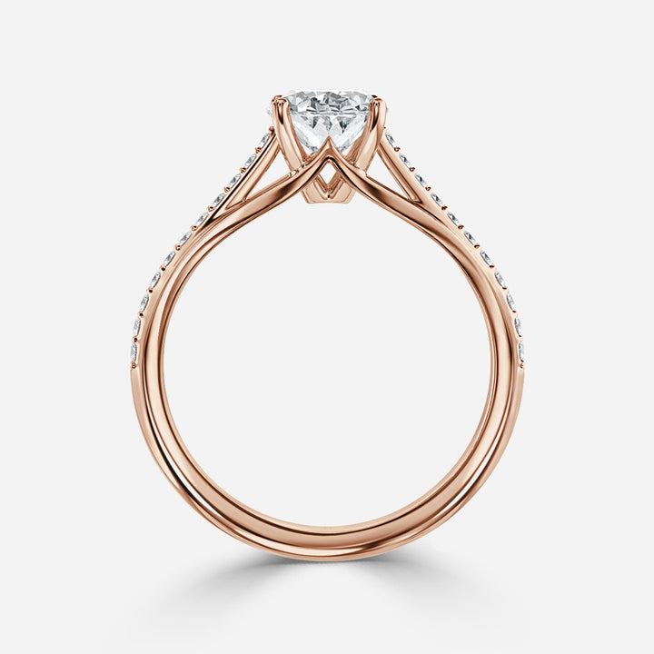 Magnificent Oval Side Stones Moissanite Engagement Ring Rose Gold