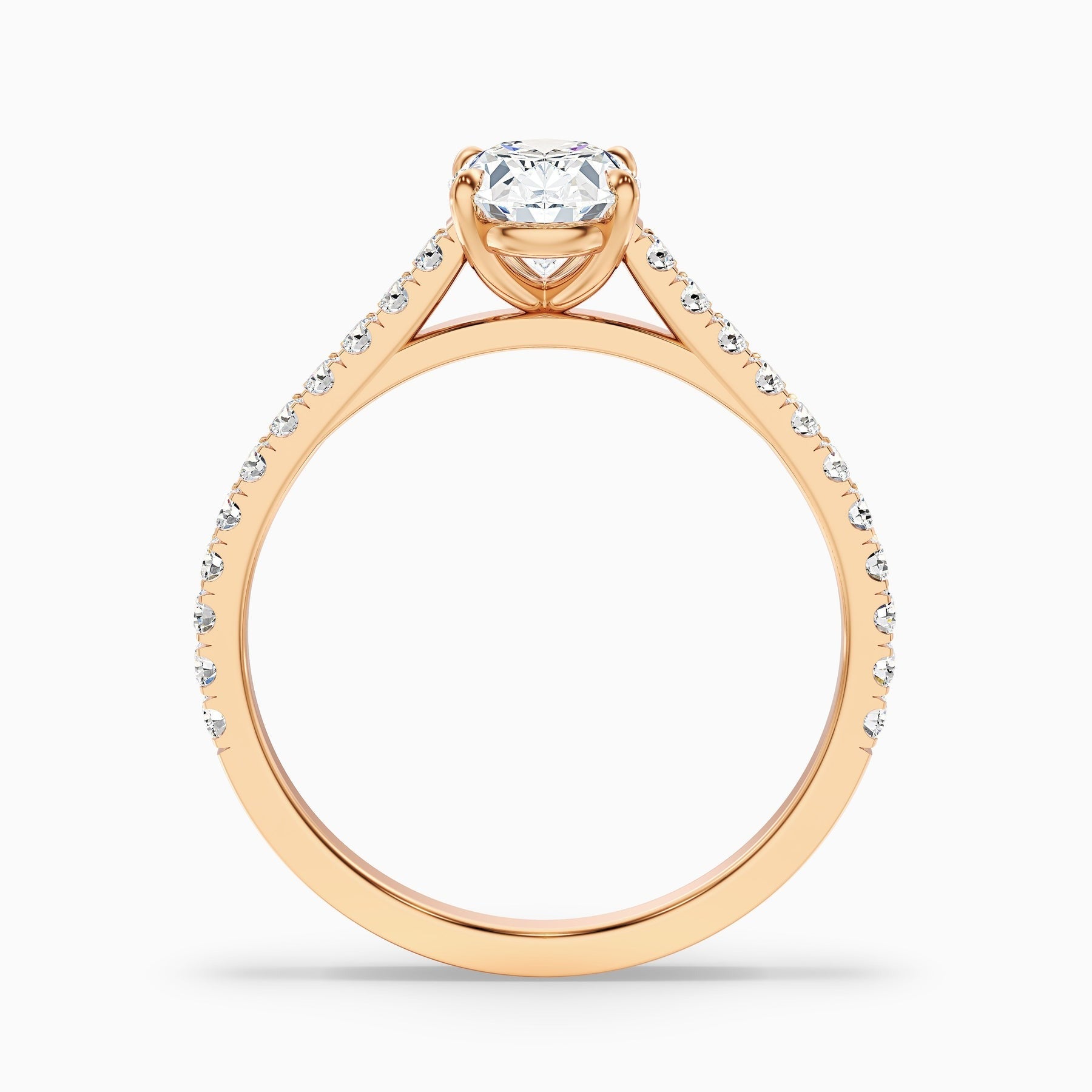 Maison 1 Carat Oval Side Stone Pave Lab Grown Engagement Ring in 10k Rose Gold