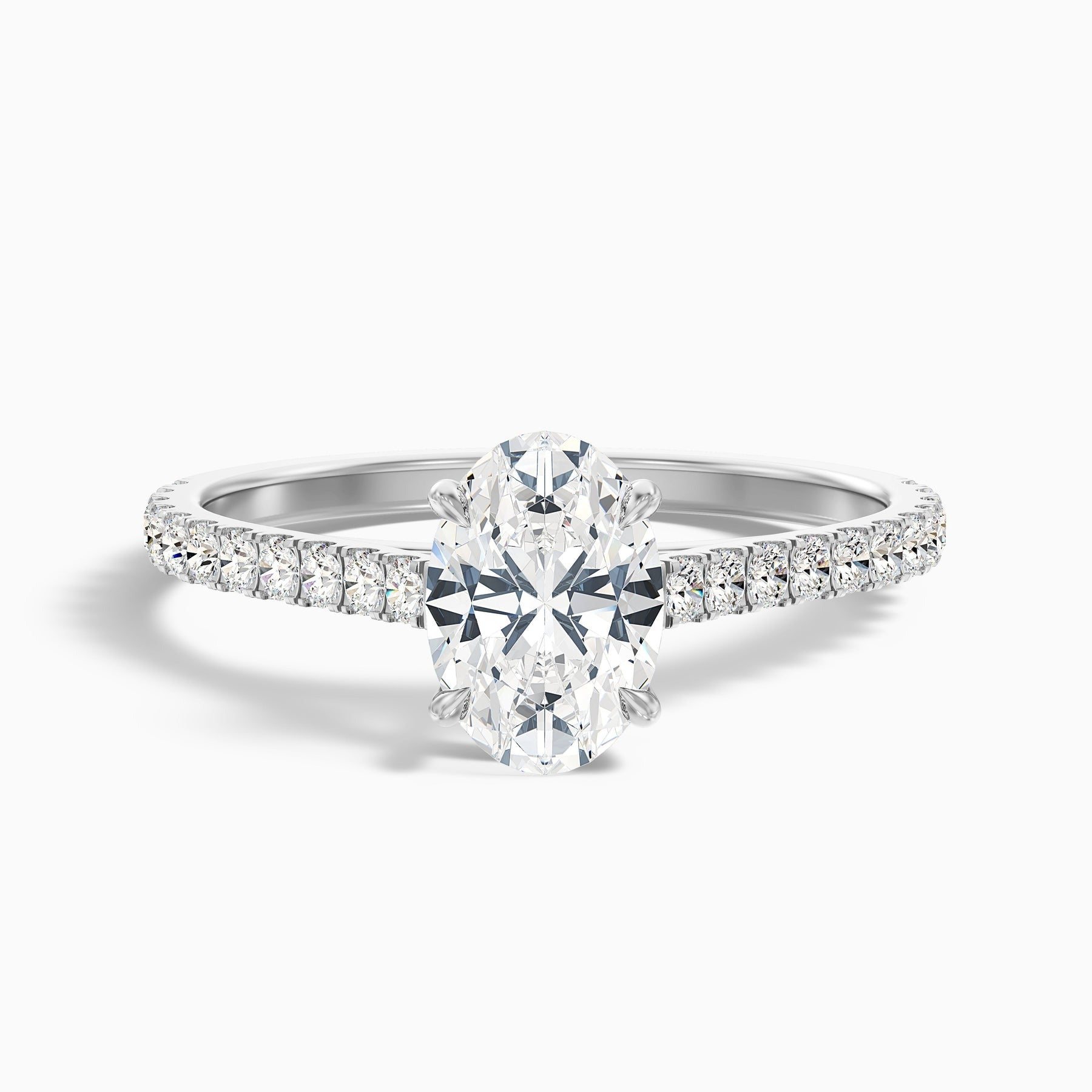 Maison 1 Carat Oval Side Stone Pave Lab Grown Engagement Ring in 10k White Gold