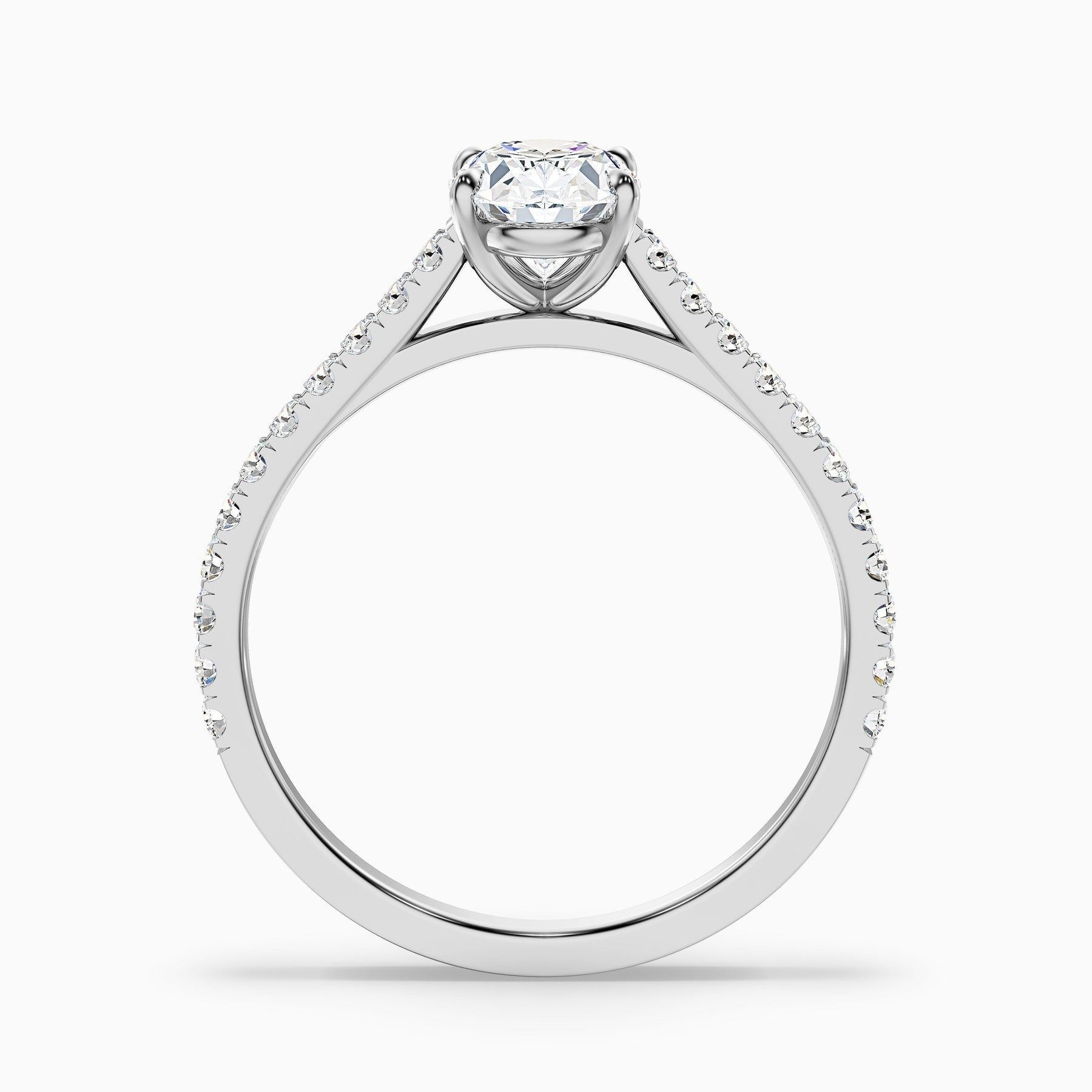 Maison 1 Carat Oval Side Stone Pave Lab Grown Engagement Ring in 10k White Gold