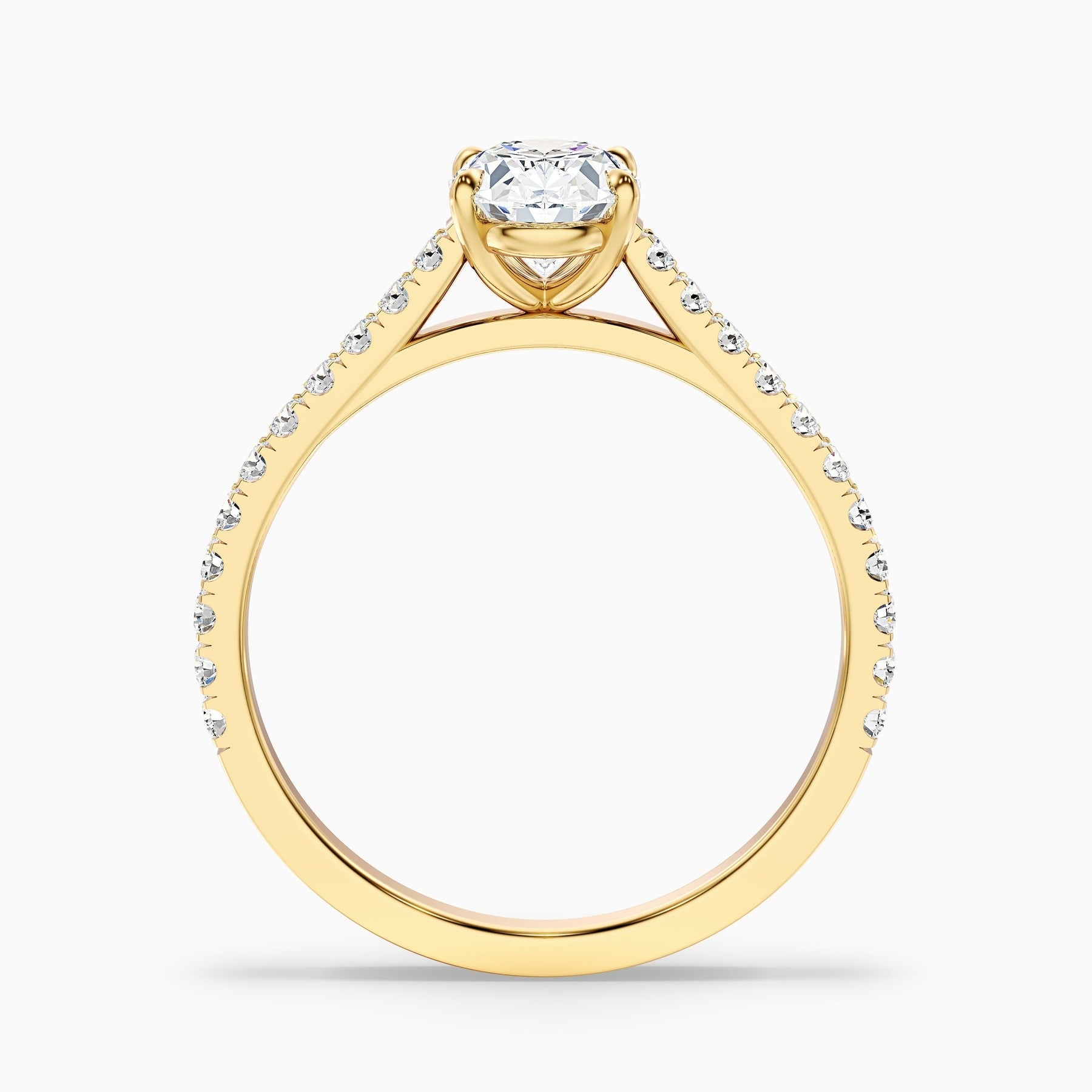 Maison 1 Carat Oval Side Stone Pave Lab Grown Engagement Ring in 10k Yellow Gold