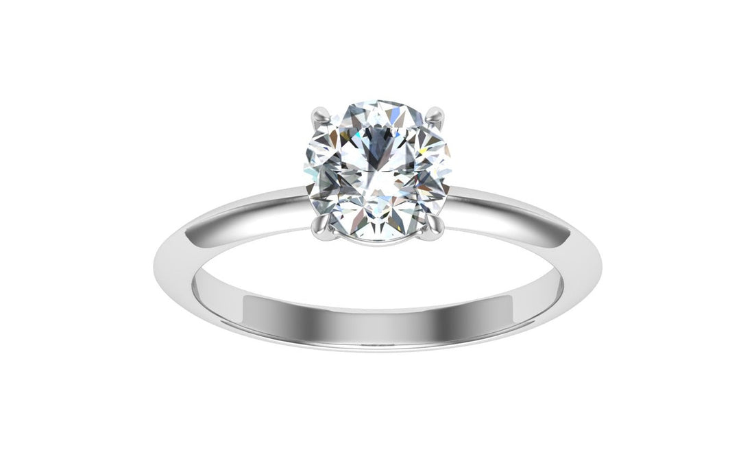 Majesty Round Cut Solitaire Moissanite Engagement Ring  White Gold