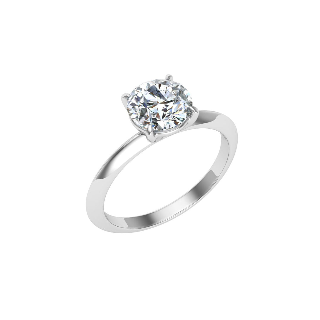 Majesty Round Cut Solitaire Moissanite Engagement Ring White Gold