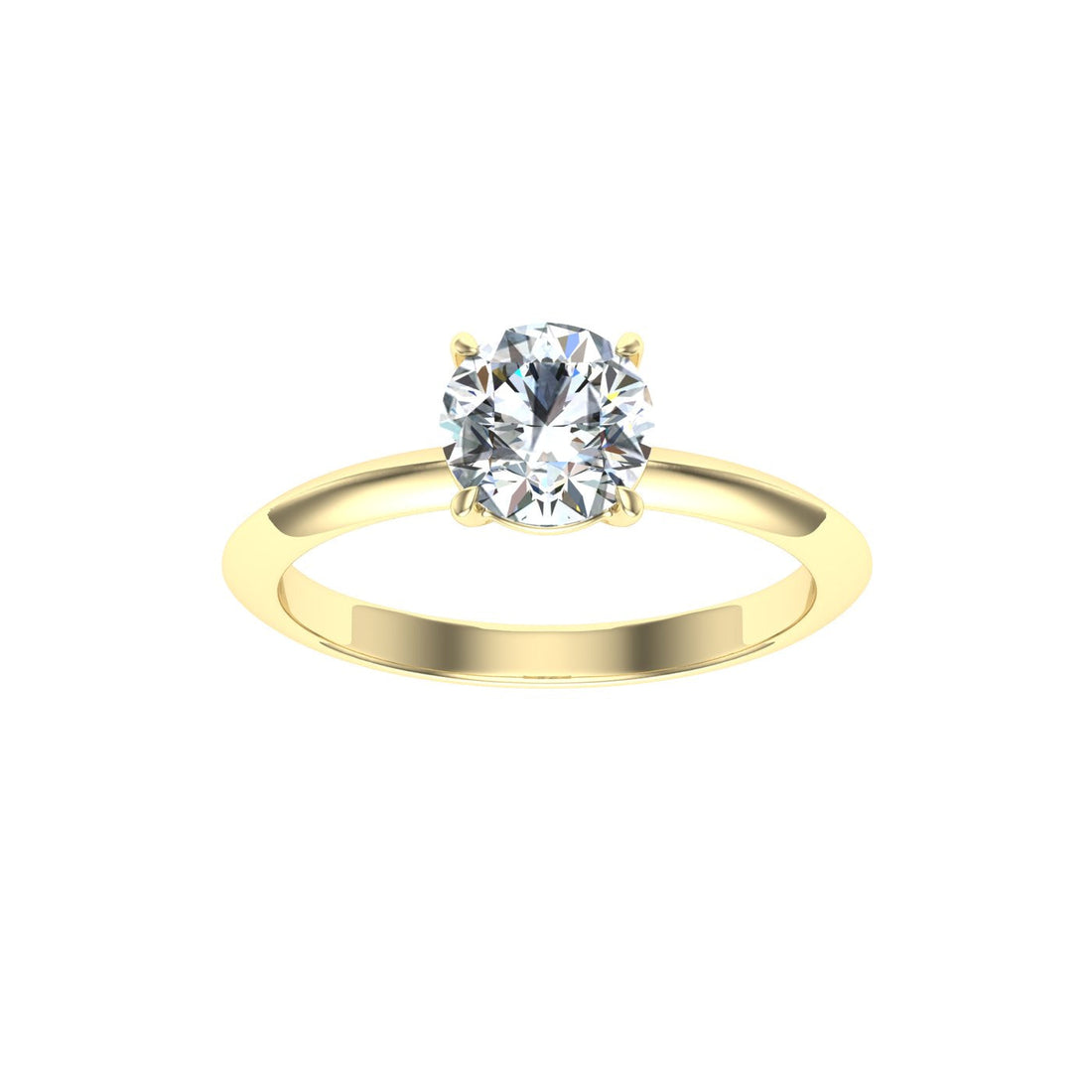 Majesty Round Cut Solitaire Moissanite Engagement Ring Yellow Gold