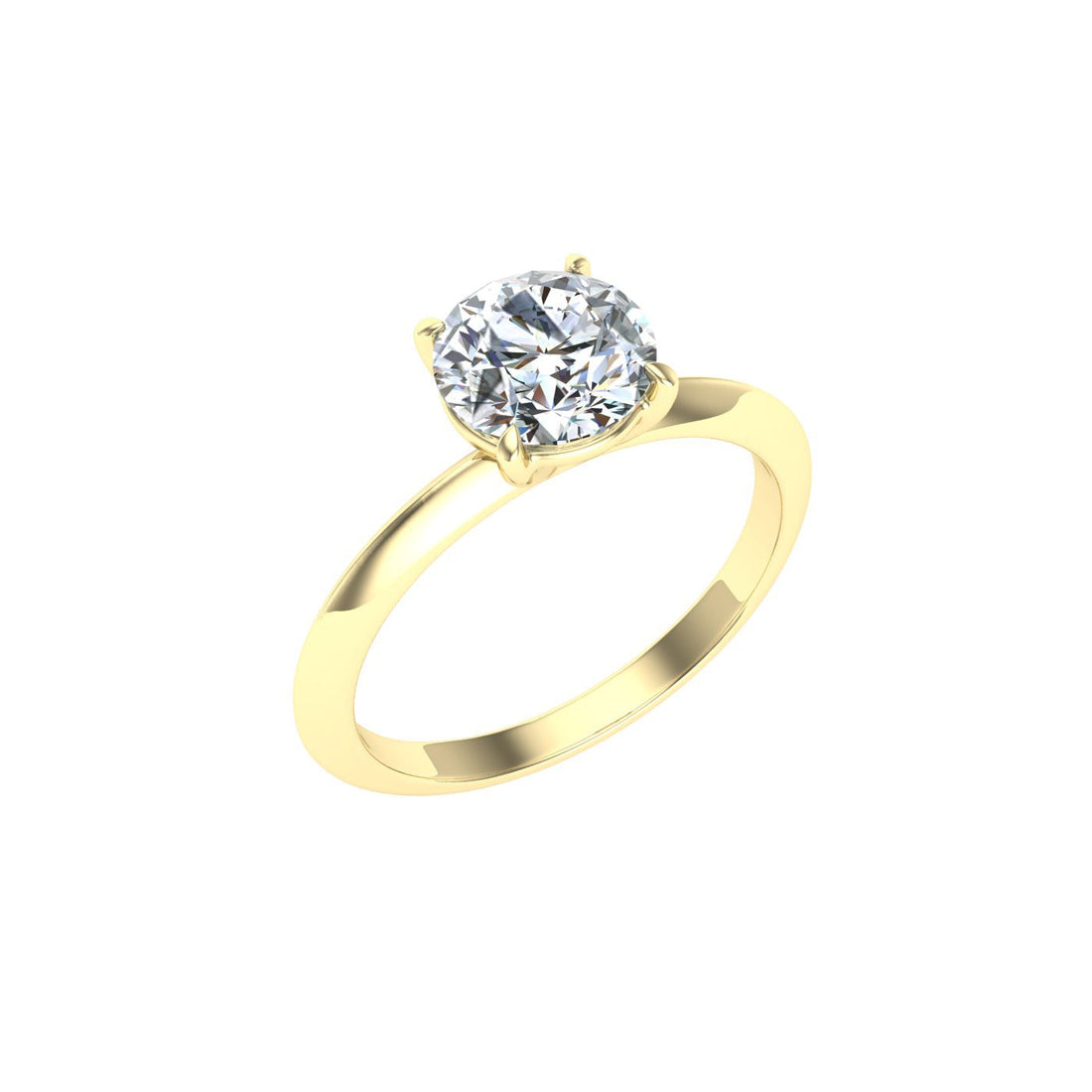 Majesty Round Cut Solitaire Moissanite Engagement Ring Yellow Gold