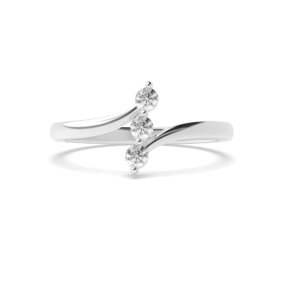 Marina 4 Prong Round 0.15ct Lab Grown Diamond Vertical Line Three Stone Engagement Ring