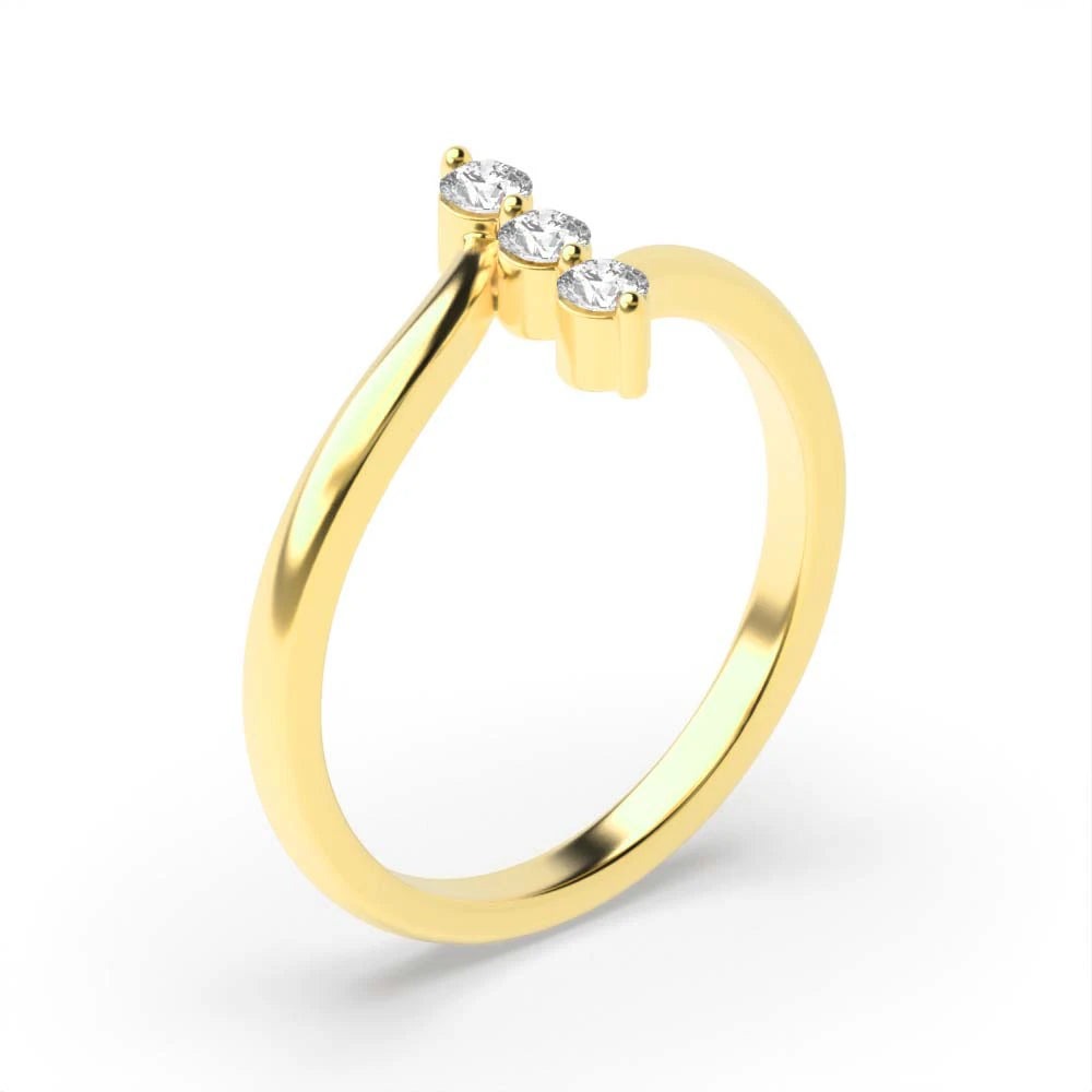 Marina 4 Prong Round 0.15ct Lab Grown Diamond Vertical Line Three Stone Engagement Ring