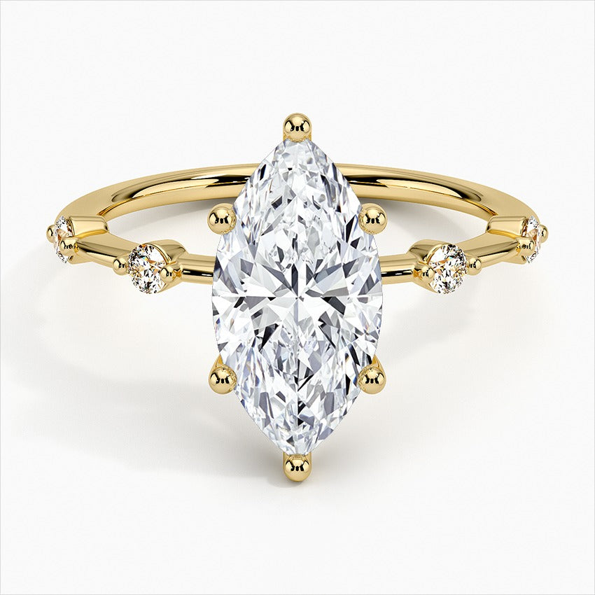 Dazzle Marquise Four-Prong Moissanite Engagement Ring Yellow Gold