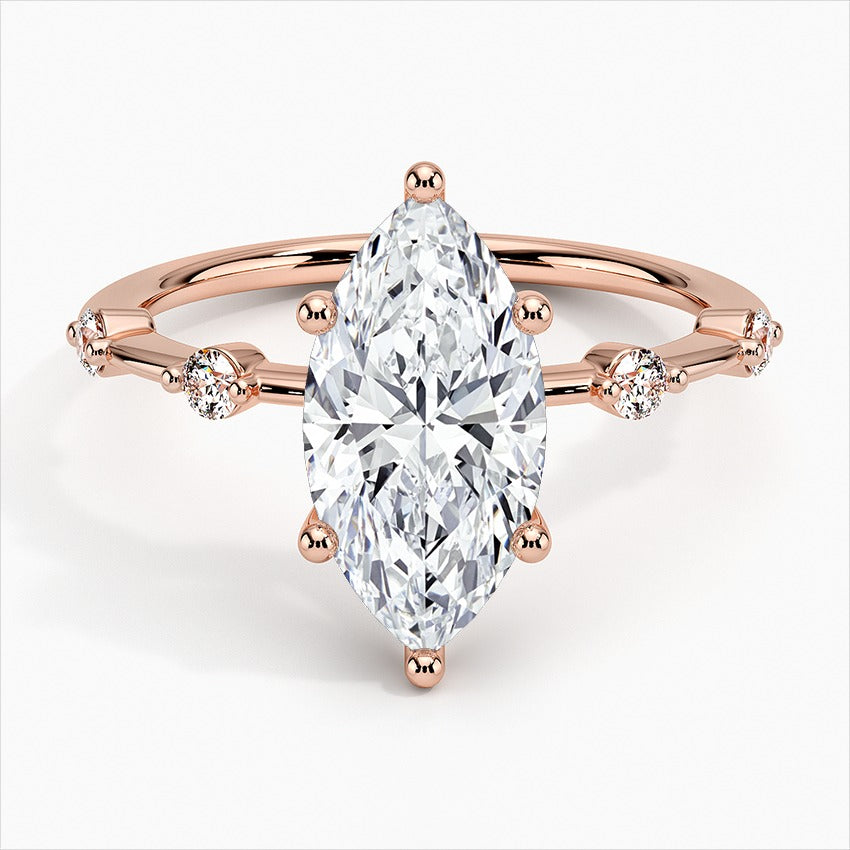 Dazzle Marquise Four-Prong Moissanite Engagement Ring Rose Gold