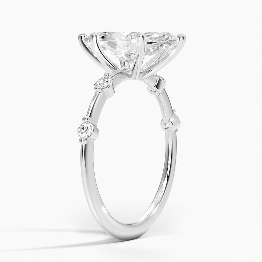 Dazzle Marquise Four-Prong Moissanite Engagement Ring White Gold
