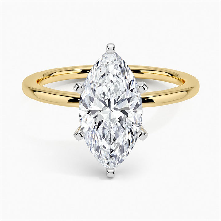 Tranquil Marquise Six-Prong Moissanite Engagement Ring Yellow Gold