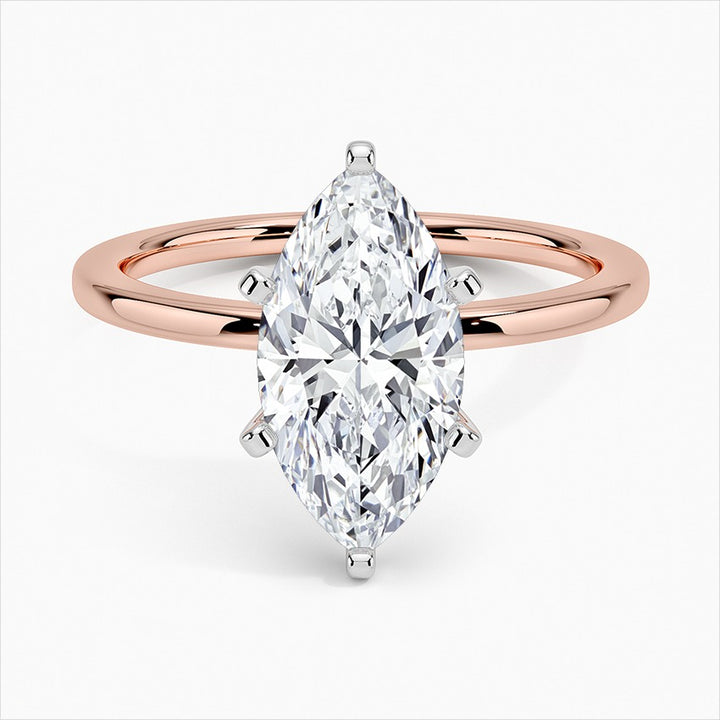 Tranquil Six-Prong Solitaire 3 Carat Marquise Cut Moissanite Ring in 18K Rose Gold