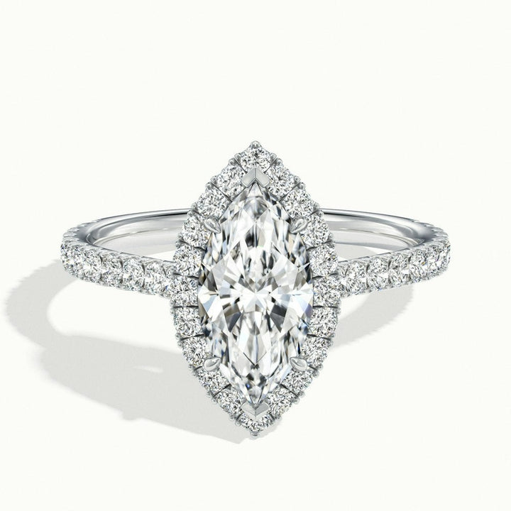 Marquise Oberon Scallop Moissanite Engagement Ring