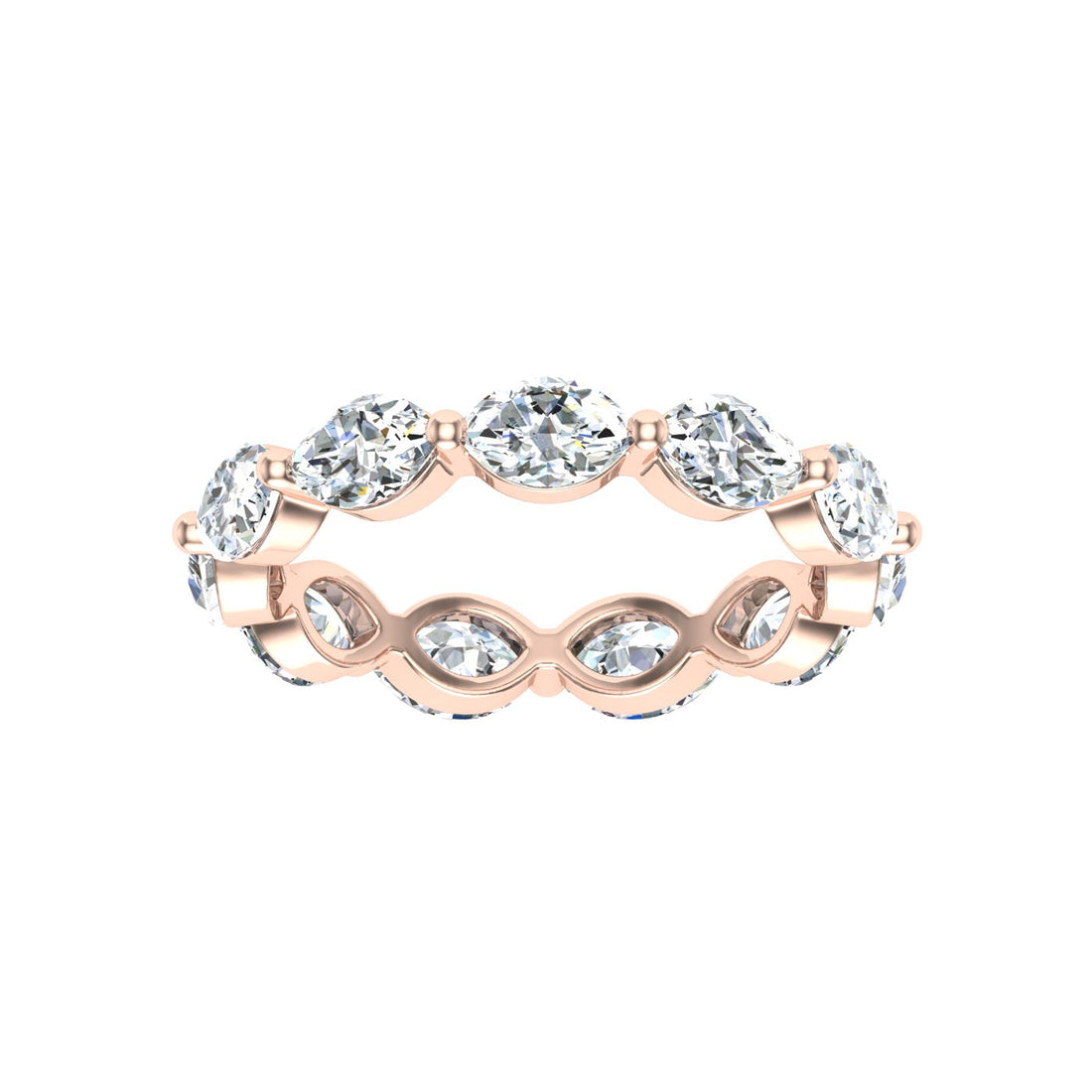 Marquise and Dot Moissanite Wedding Band  Rose Gold