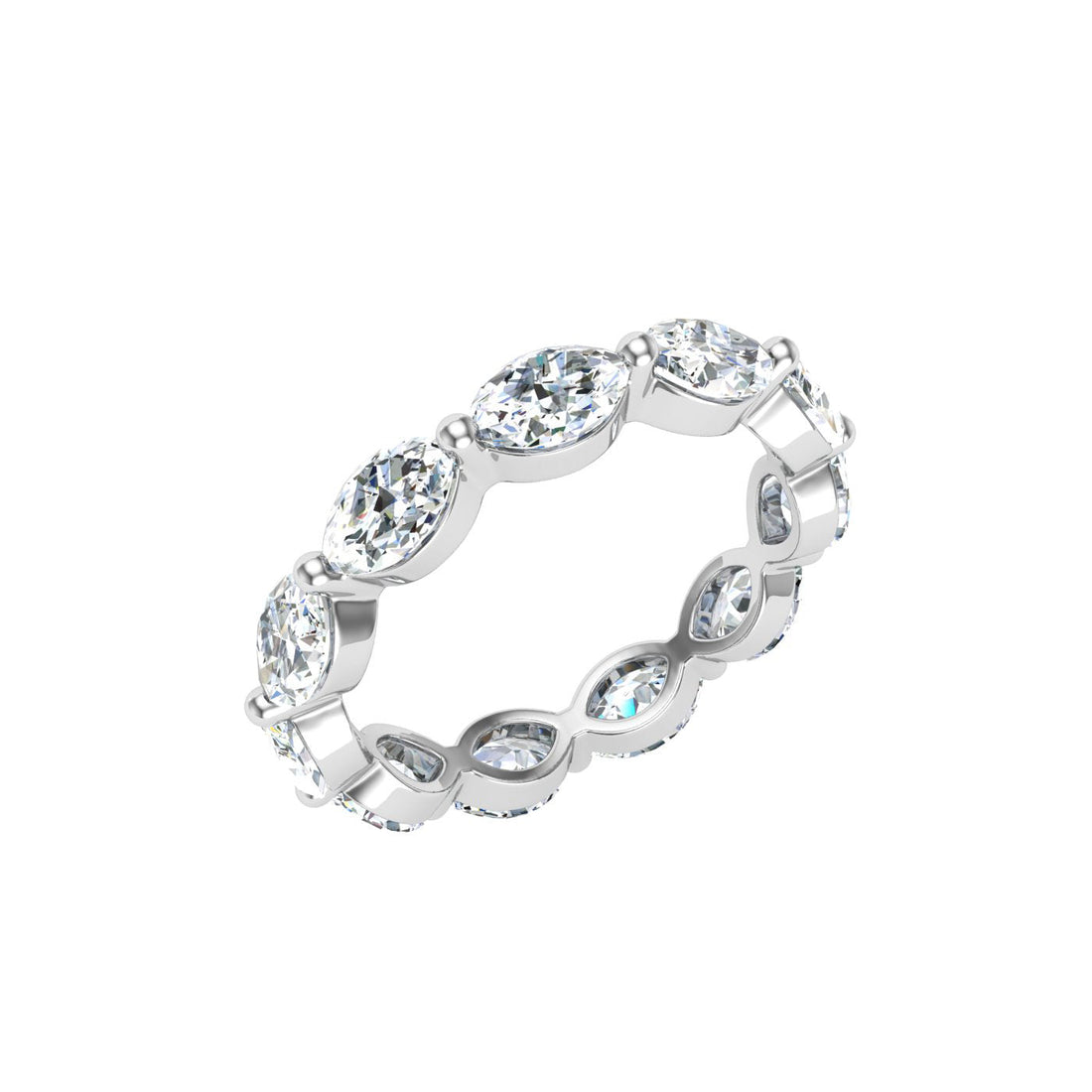 Marquise and Dot Moissanite Wedding Band White Gold