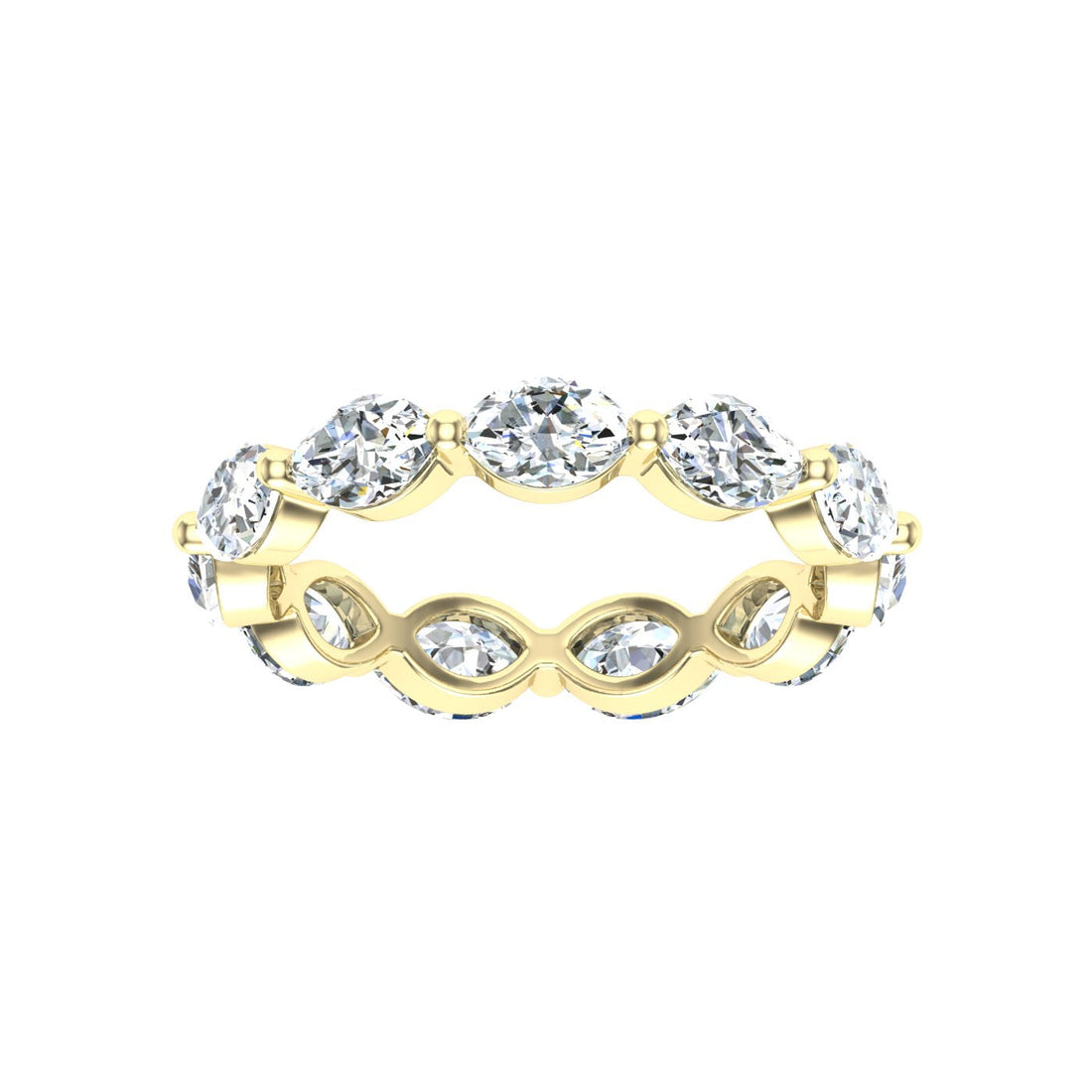 Marquise and Dot Moissanite Wedding Band Yellow Gold