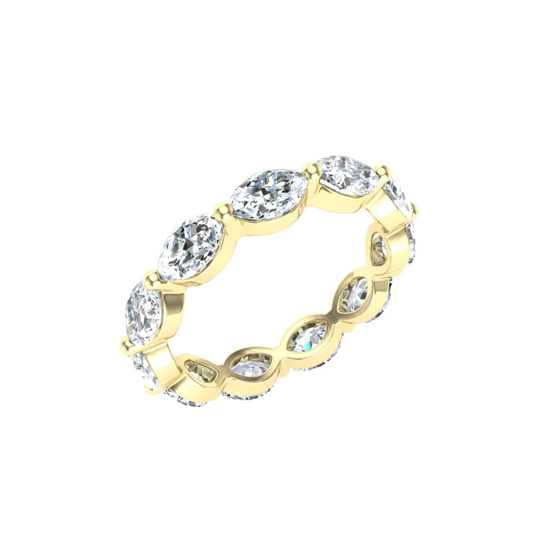 Marquise and Dot Moissanite Wedding Band Yellow Gold