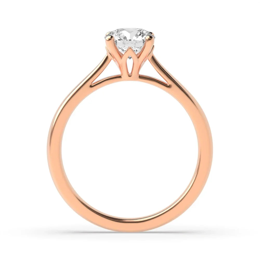 Marseille 4 Prong Round Lab Grown Diamond Flower Petal Style Classic Solitaire Engagement Ring