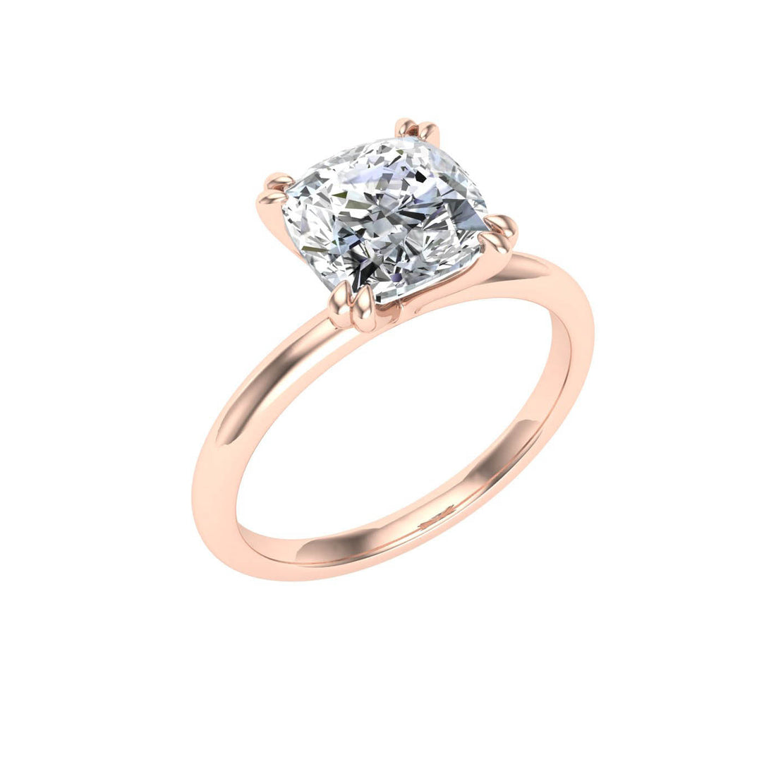 Marvel Double Claw Cushion Cut Moissanite Engagement Ring  Rose Gold