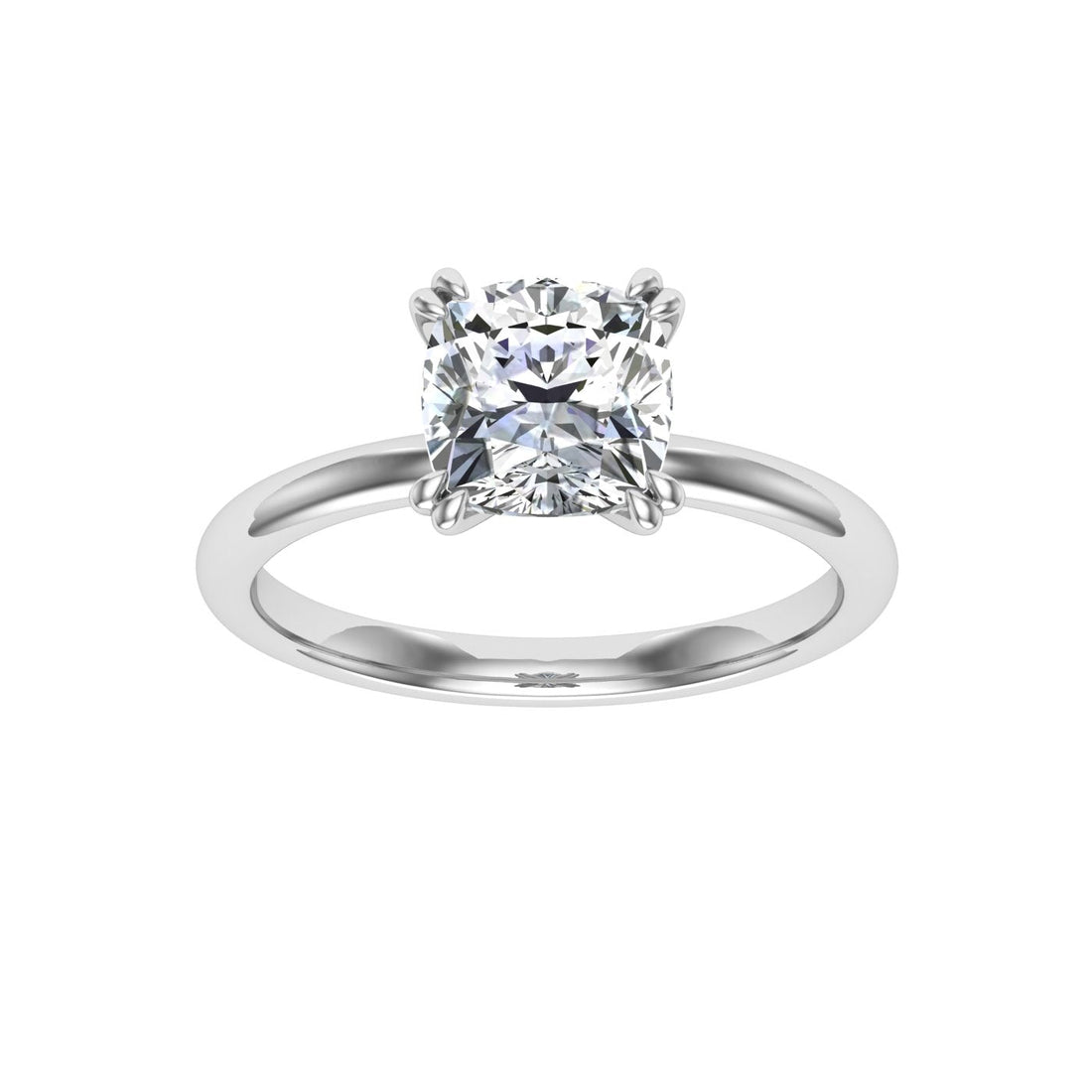 Marvel Double Claw Cushion Cut Moissanite Engagement Ring White Gold