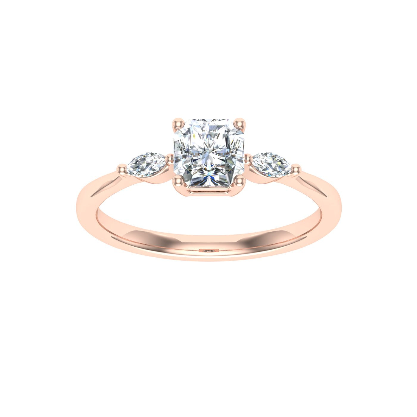 Melody Asscher 3 Stone Moissanite Engagement Ring  Rose Gold