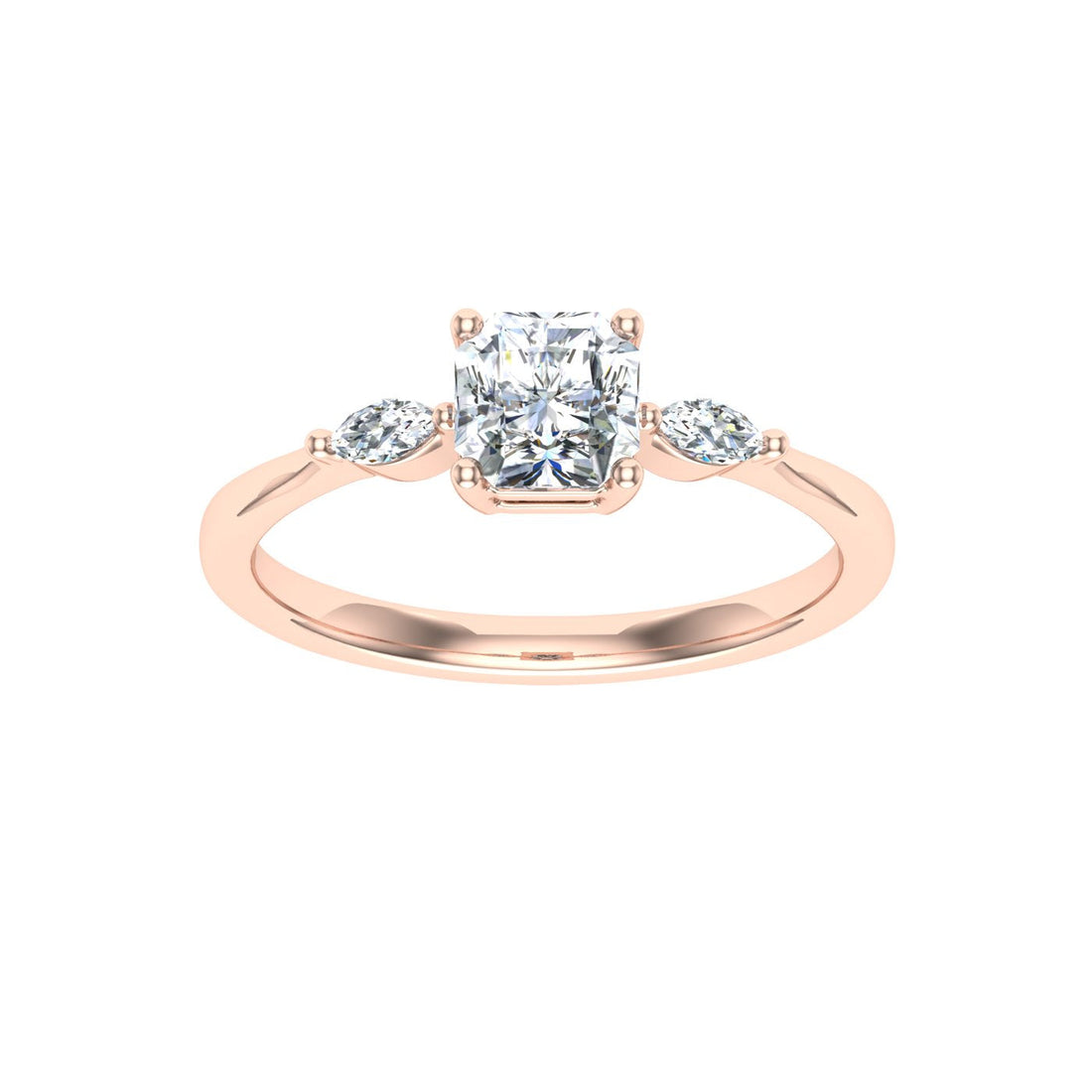 Melody Asscher 3 Stone Moissanite Engagement Ring  Rose Gold