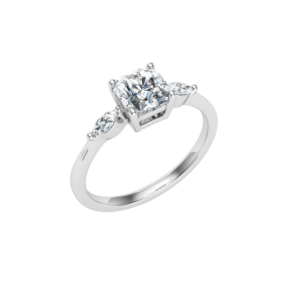 Melody Asscher 3 Stone Moissanite Engagement Ring Silver 925