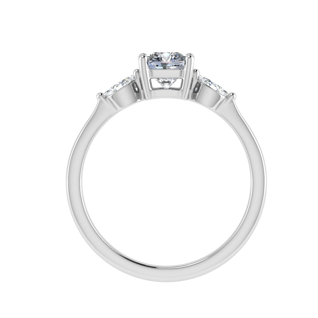 Melody Asscher 3 Stone Moissanite Engagement Ring White Gold