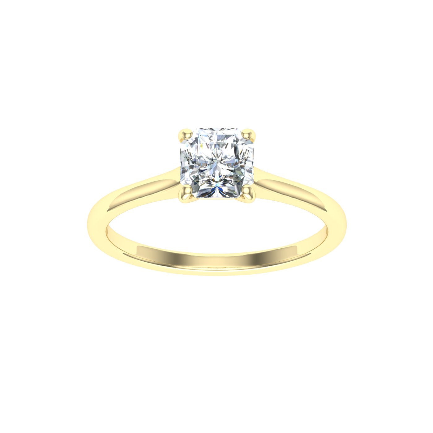 Melody Asscher Cut Solitaire Moissanite Engagement Ring Yellow Gold