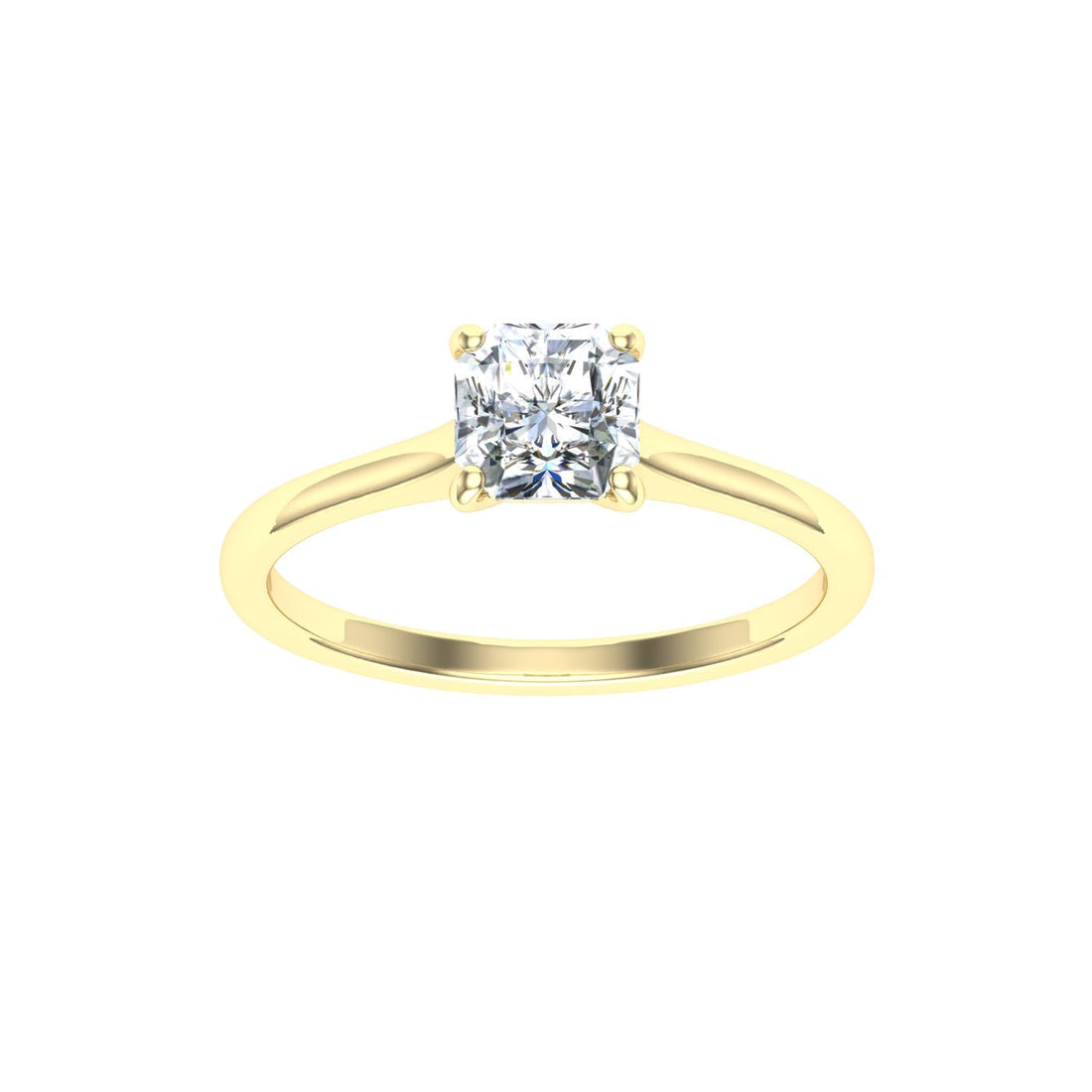 Melody Asscher Cut Solitaire Moissanite Engagement Ring Yellow Gold