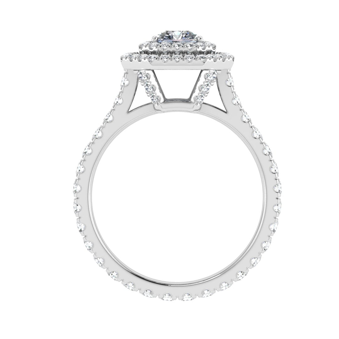 Mermaid's Asscher Cut Halo Moissanite Engagement Ring White Gold