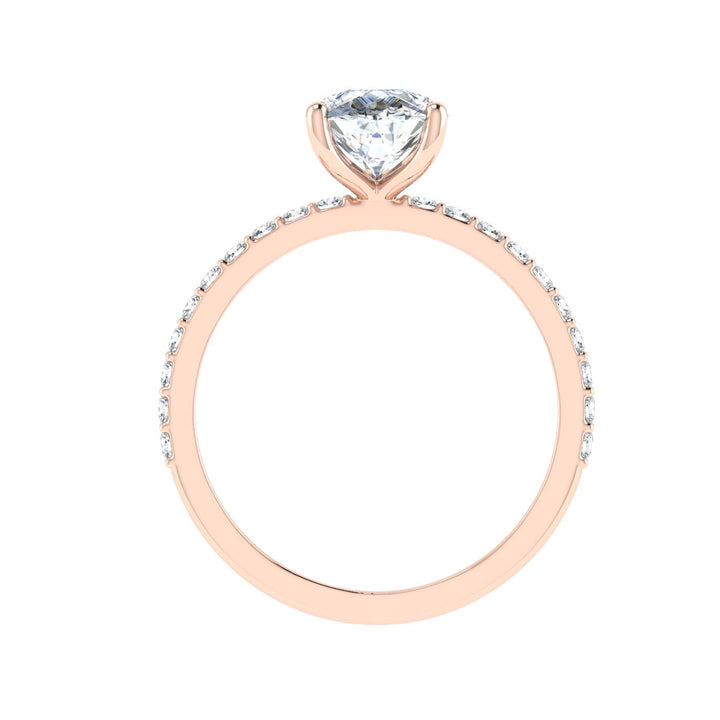 Midnight Pear Cut Side Stones Moissanite Engagement Ring  Rose Gold