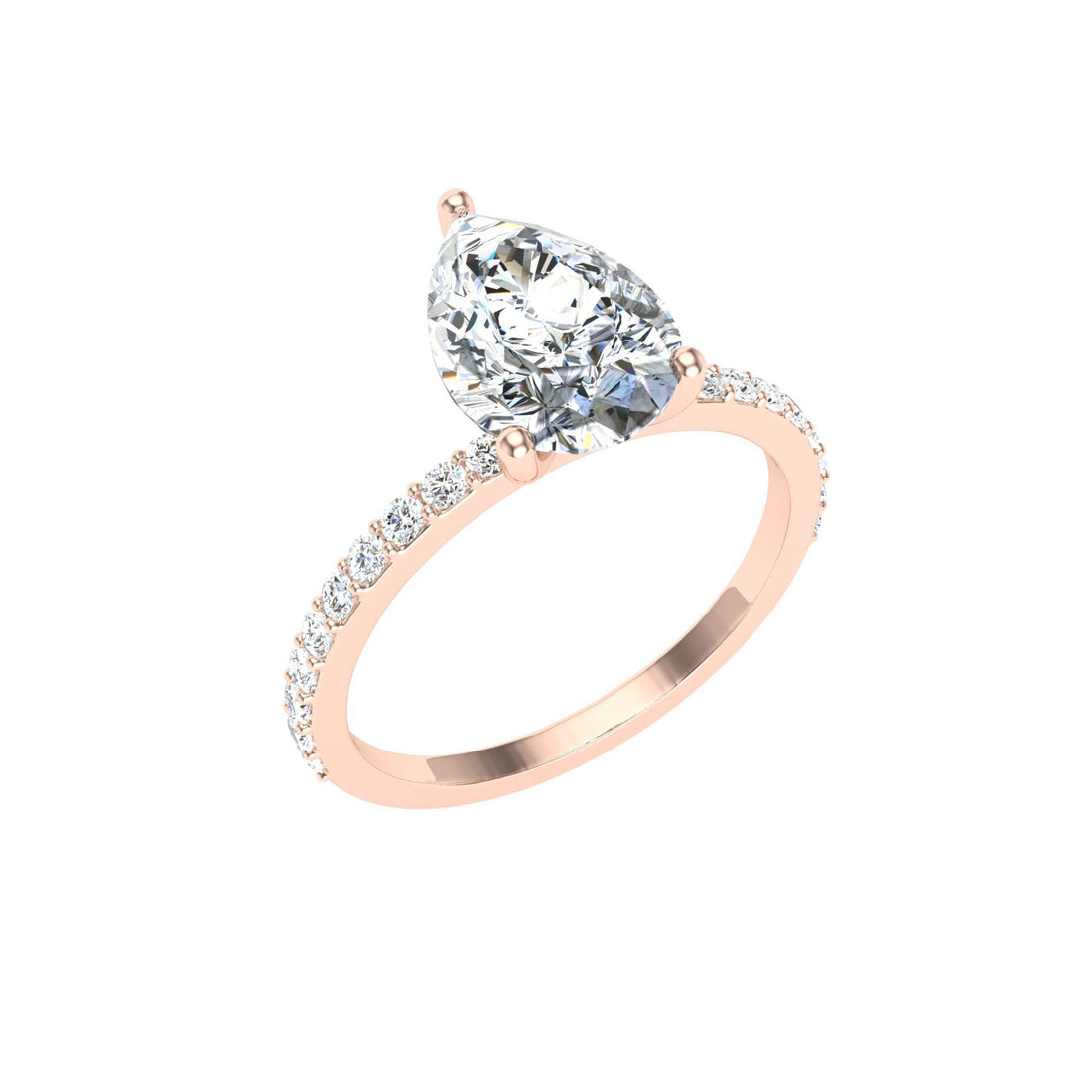 Midnight Pear Cut Side Stones Moissanite Engagement Ring  Rose Gold