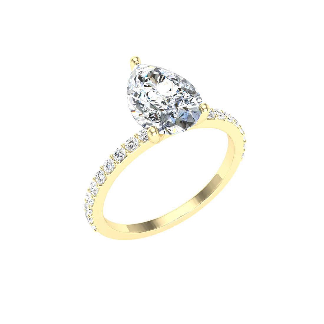 Midnight Pear Cut Side Stones Moissanite Engagement Ring Yellow Gold