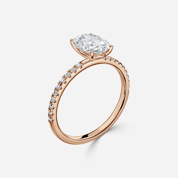 Mikimoto Four-Prong Oval Moissanite Engagement Ring Rose Gold