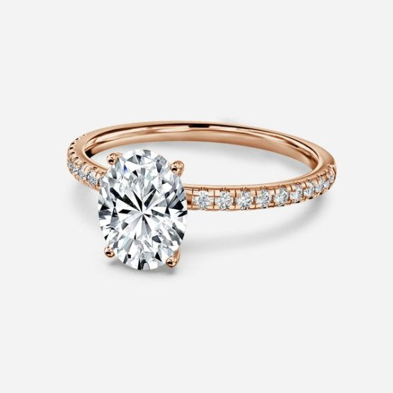 Mikimoto Four-Prong Oval Moissanite Engagement Ring  Rose Gold