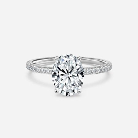 Mikimoto Four-Prong Oval Moissanite Engagement Ring Silver 925