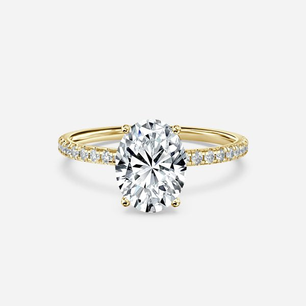 Mikimoto Four-Prong Oval Moissanite Engagement Ring Yellow Gold