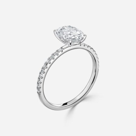 Mikimoto Four-Prong Oval Moissanite Engagement Ring Yellow Gold