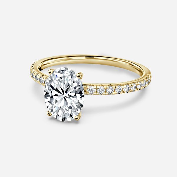 Mikimoto Four-Prong Oval Moissanite Engagement Ring Yellow Gold